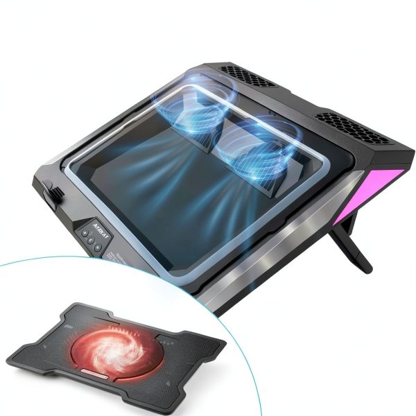 Laptop Cooling Pad AFMAT Twin Turbo Black-1