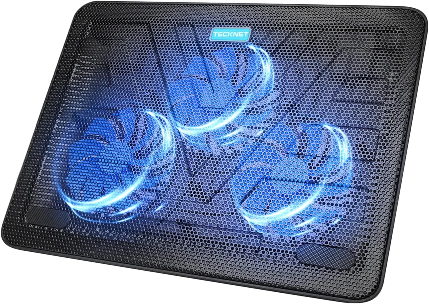 Installing TECKNET Laptop Cooling Pad Black on a wooden desk