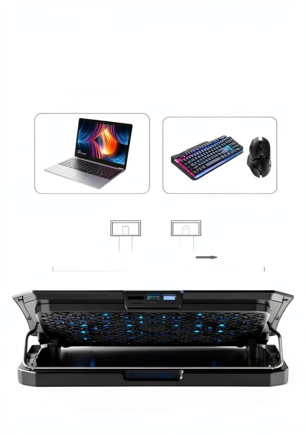 Laptop Cooling Pad AICHESON Blue LED Metal Mesh-3