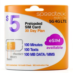 SpeedTalk Mobile Prepaid SIM Card 5 Dollar Plan-0