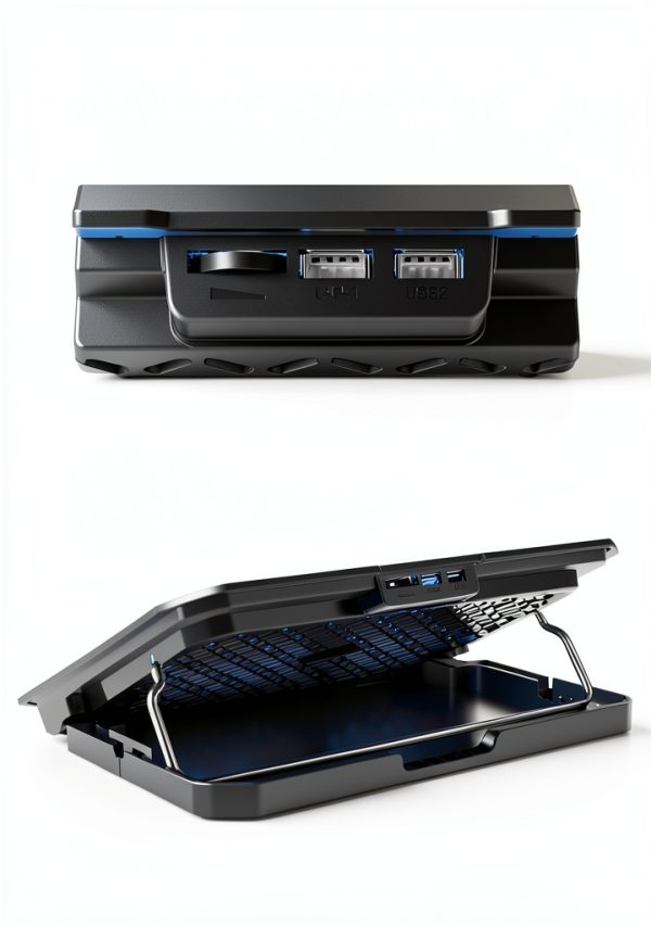 KeiBn Laptop Cooling Pad Metal Mesh Dual Fan Blue-3