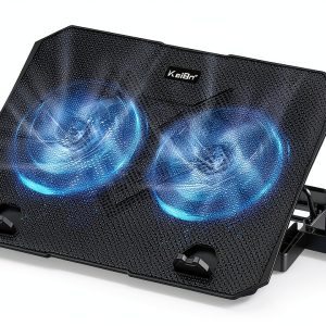 KeiBn Laptop Cooling Pad Metal Mesh Dual Fan Blue-0