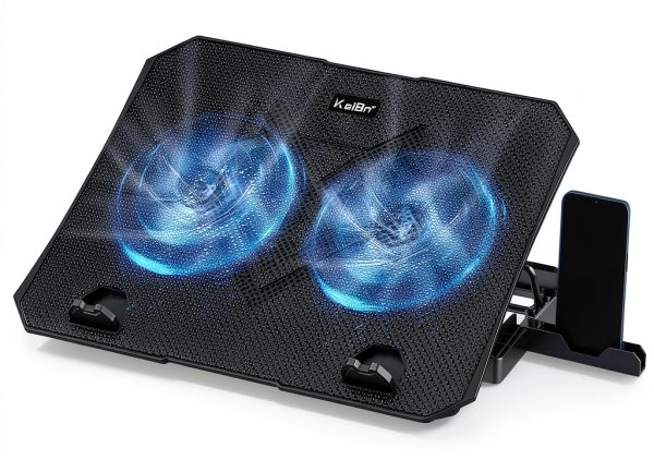 KeiBn Laptop Cooling Pad Metal Mesh Dual Fan Blue-0