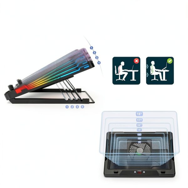 G‑STORY Laptop Cooling Pad Magnetic Fan Adjustable Stand for-3