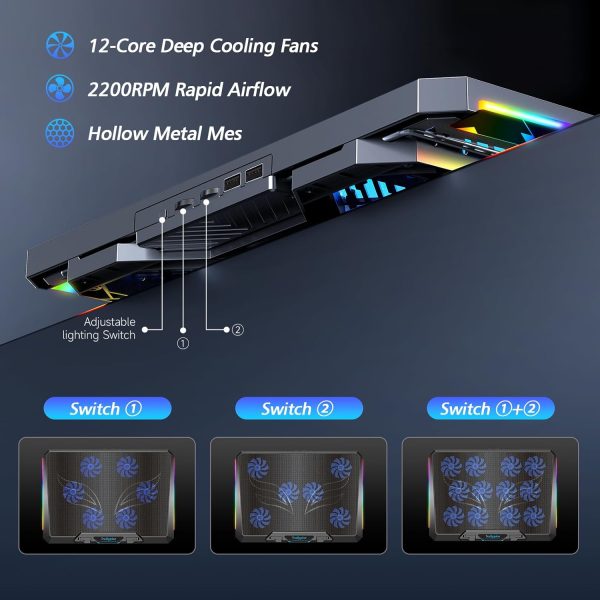 Trullypine Laptop Cooling Pad 12 Fans Design-2
