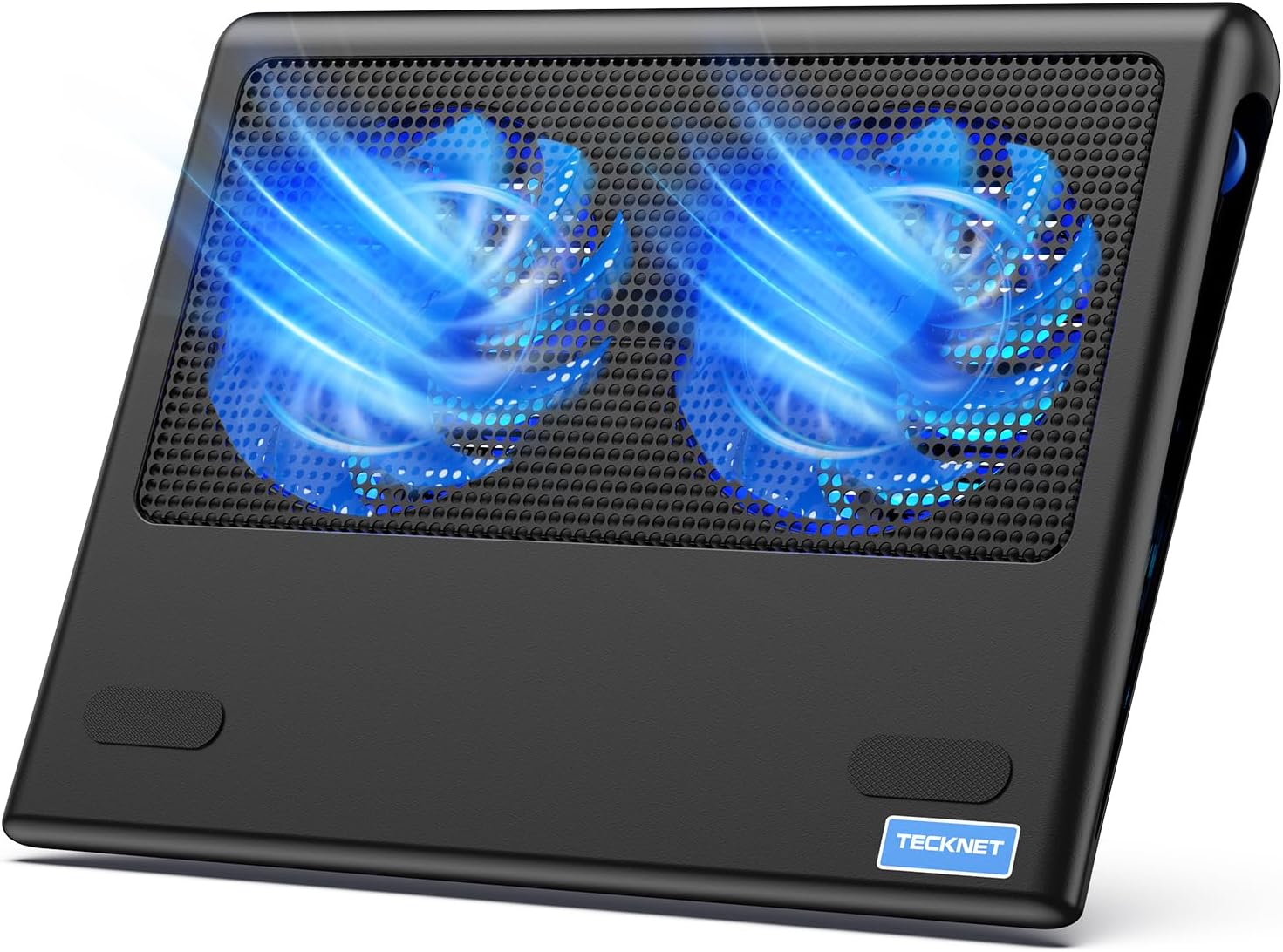 TECKNET laptop cooling pad on a wooden desk