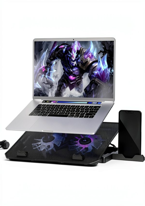 KeiBn Laptop Cooling Pad Metal Mesh Dual Fan Blue-5