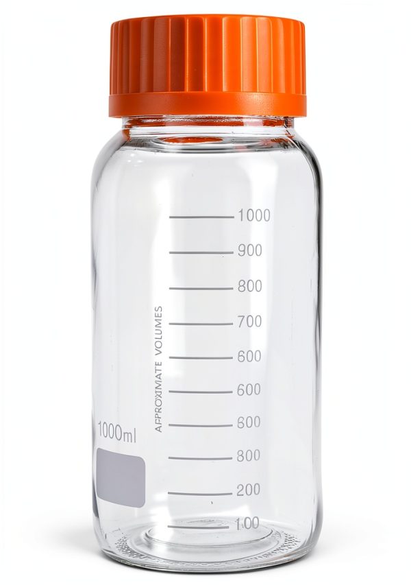 Moonetto GL80 1000 mL Orange Wide‑Mouth Graduated Lab Bottle (3‑Piece)-0