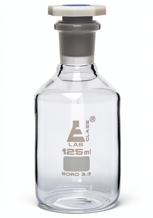 EISCO 125mL Glass Reagent Bottle with Acid Proof Polypropylene Stopper-0