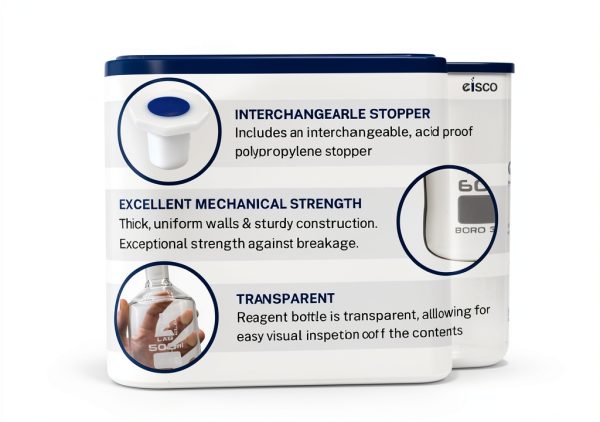 EISCO 125mL Glass Reagent Bottle with Acid Proof Polypropylene Stopper-4