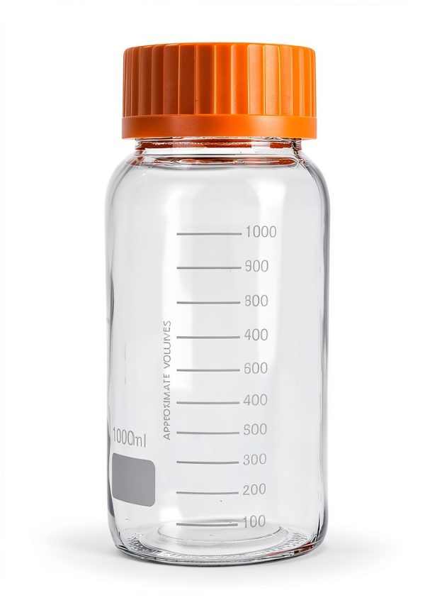 Moonetto GL80 1000 mL Orange Wide‑Mouth Graduated Lab Bottle (3‑Piece)-1