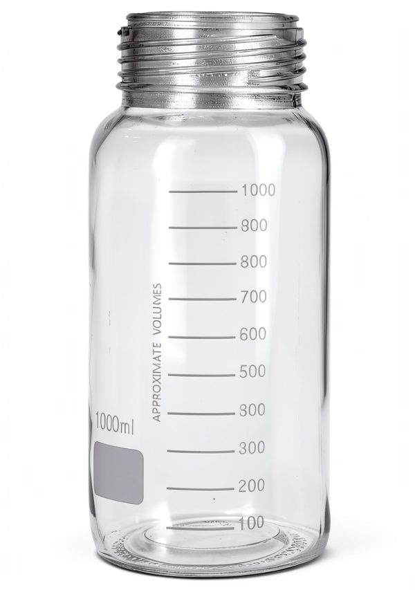 Moonetto GL80 1000 mL Orange Wide‑Mouth Graduated Lab Bottle (3‑Piece)-6