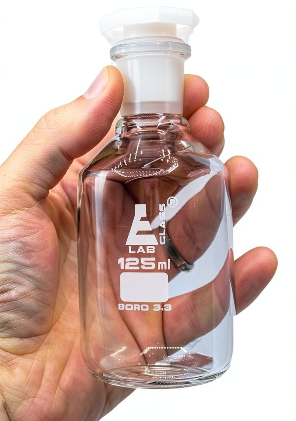 EISCO 125mL Glass Reagent Bottle with Acid Proof Polypropylene Stopper-2