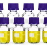 PATIKIL 8-Pack 50ml Borosilicate Reagent Bottles with Blue Screw Cap-0