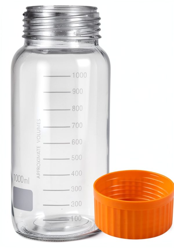 Moonetto GL80 1000 mL Orange Wide‑Mouth Graduated Lab Bottle (3‑Piece)-4