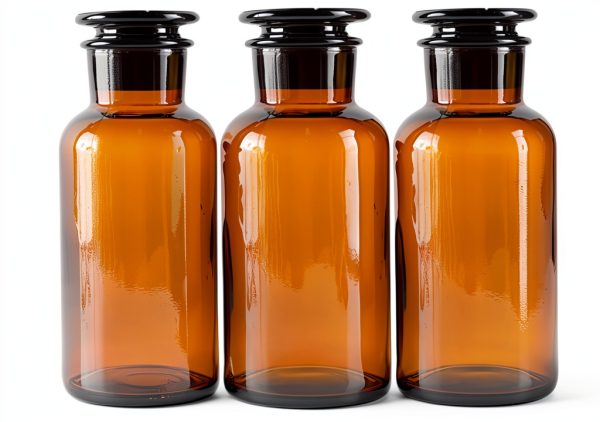 Lab Glass Storage Bottles with Lids, 3 Pcs 125ml Wide Mouth Glass Storage with Ground Stopper, Used for Lab, Home Decorative(Amber)-0