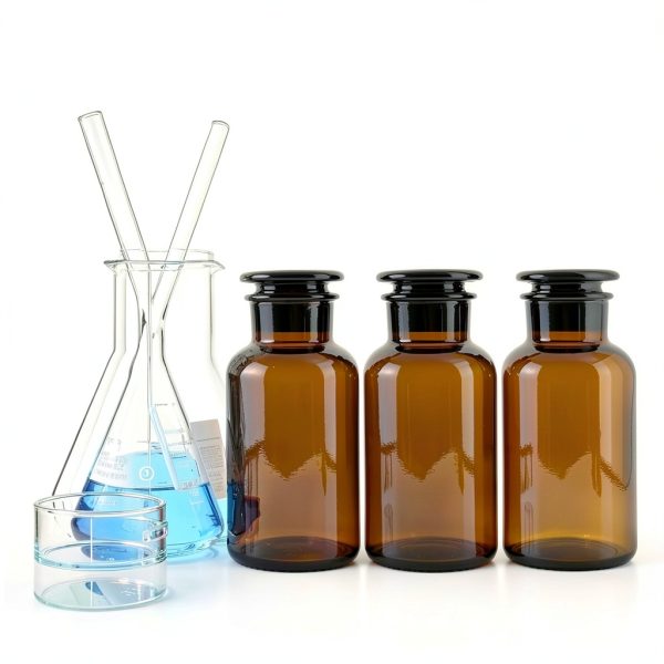 Lab Glass Storage Bottles with Lids, 3 Pcs 125ml Wide Mouth Glass Storage with Ground Stopper, Used for Lab, Home Decorative(Amber)-3