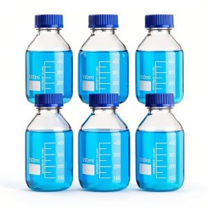Media Storage Bottles Irenare 8pcs Borosilicate 500ml Blue GL45 Caps-0