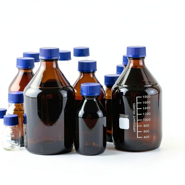 PATIKIL 8-Pack 50ml Borosilicate Reagent Bottles with Blue Screw Cap-5